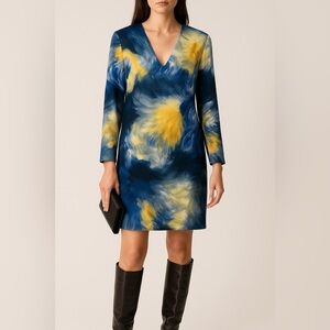 NWT art inspired abstract longsleeve mini dress 40 | gallery girl artsy whimsi